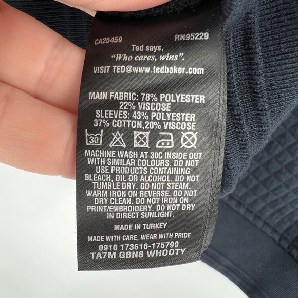 Ted Baker London Whooty Fleece Jacket Full Zip Quilted Navy Blue Size 2X XXL - Picture 10 of 14